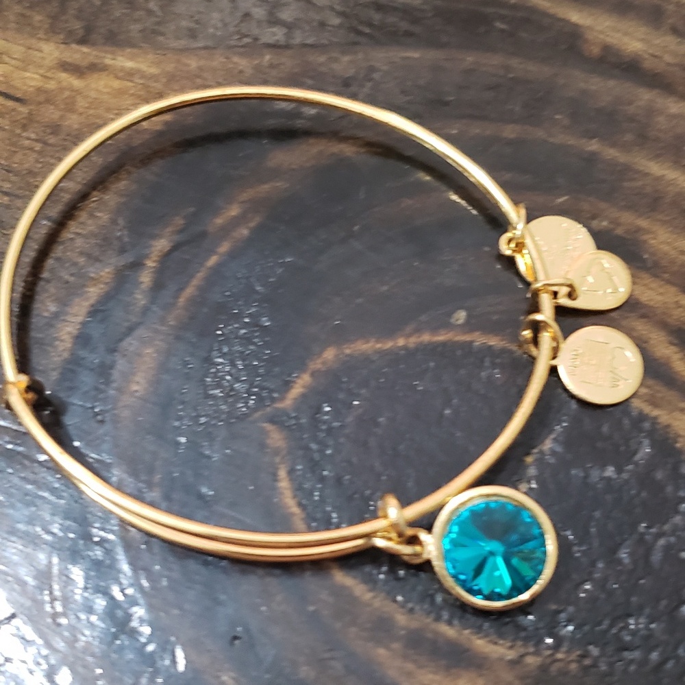 Alex and ani December blue gold finish bracelet
